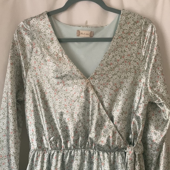 Altar’d State silky floral sage mini dress - Picture 5 of 5